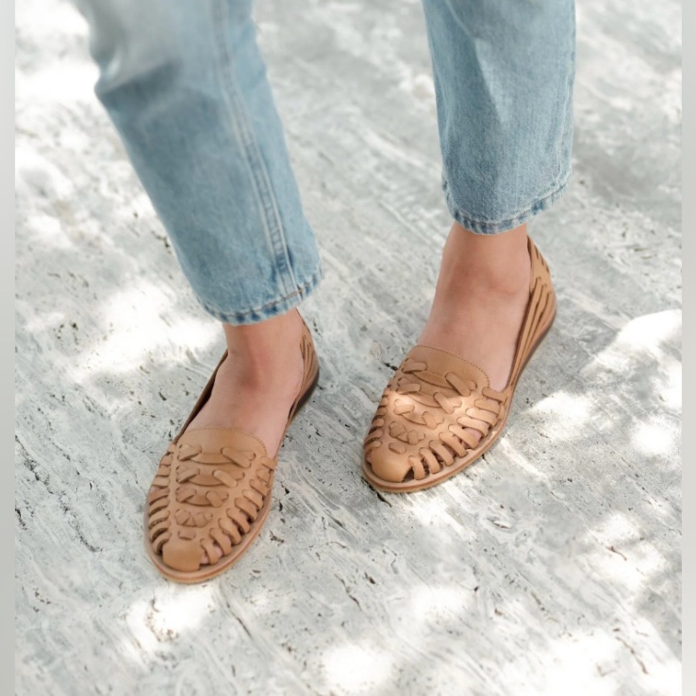 Nisolo Tan Leather Huarache Flats
